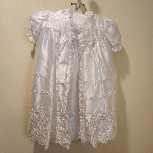 White Baby's Baptism Christening Dress 0-6 months 3 pieces - Picture 2 of 14